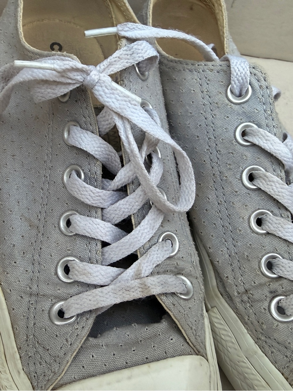 Vintage Converse Chuck Taylors. Light Blue Grey Canvas Low-Tops. - Picture 3 of 5